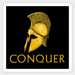 Motivational Ancient Greek History Spartan Helmet - Conquer Magnet